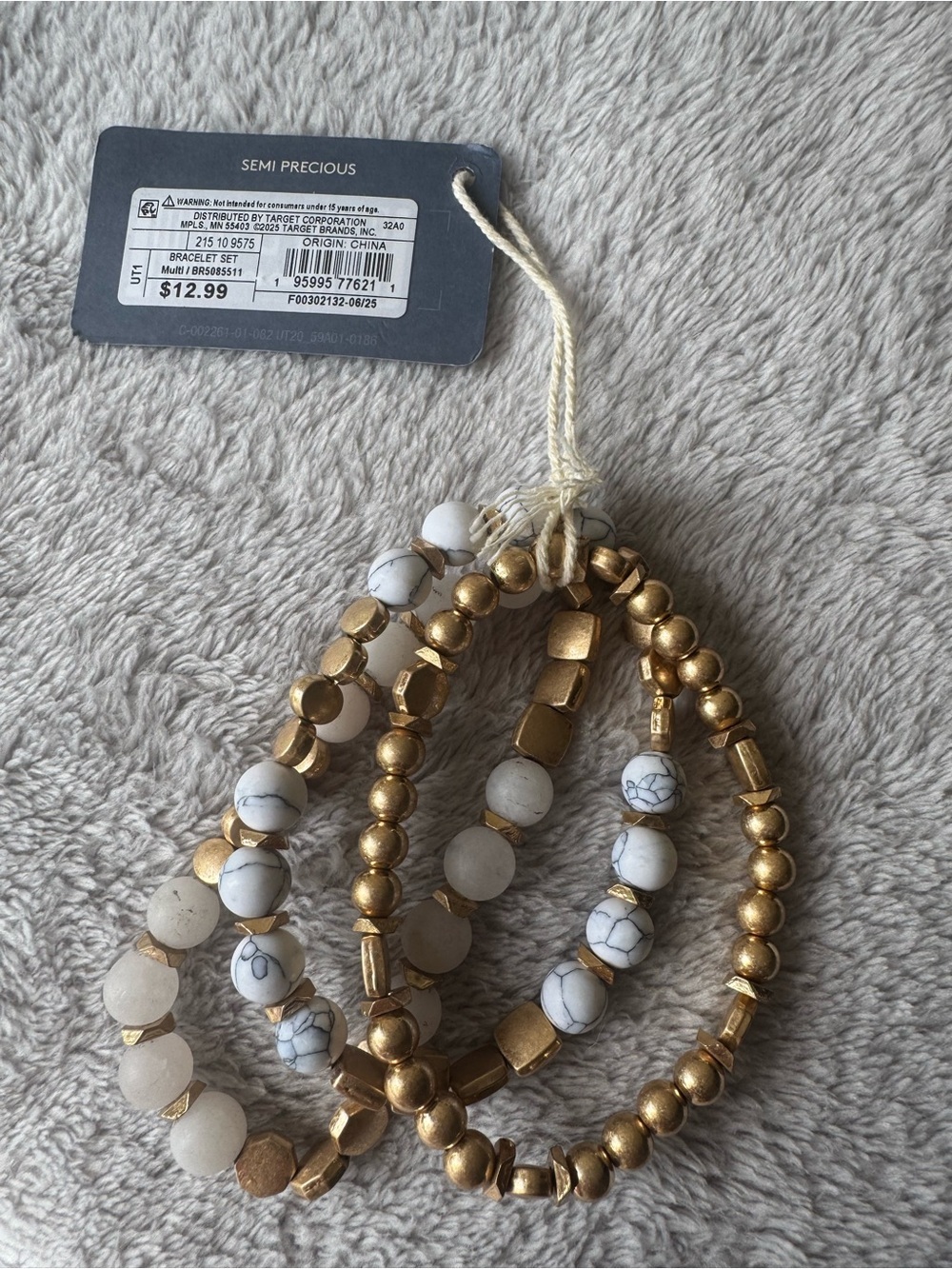 Universal Thread Layered Gold Toned Necklace and Trio of Bracelets - Picture 5 of 6